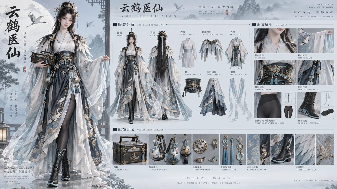 云鹤医仙：仙侠高定服饰全方位设定海报