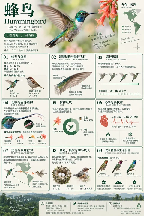 极简北欧风蜂鸟百科全书海报设计