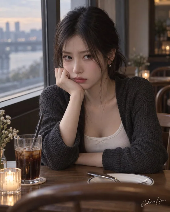 韩系成年女友克制情绪写真