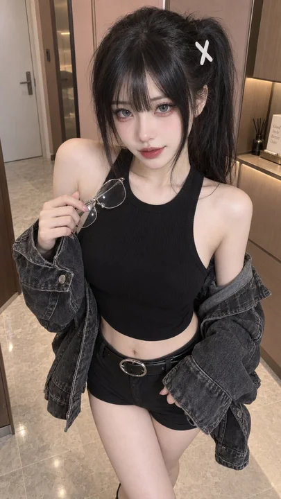 现代室内写实电影感时尚少女肖像