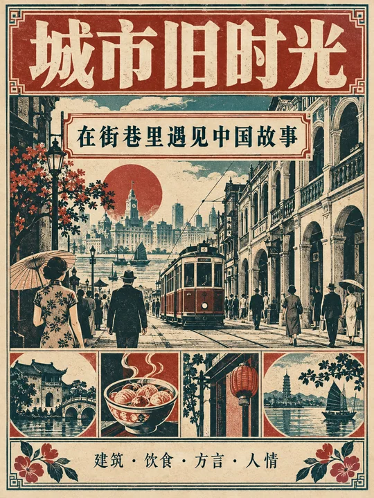 民国复古风：城市旧时光文化艺术海报