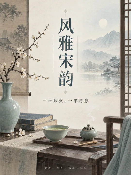 宋韵雅致风华:风雅宋韵文化海报