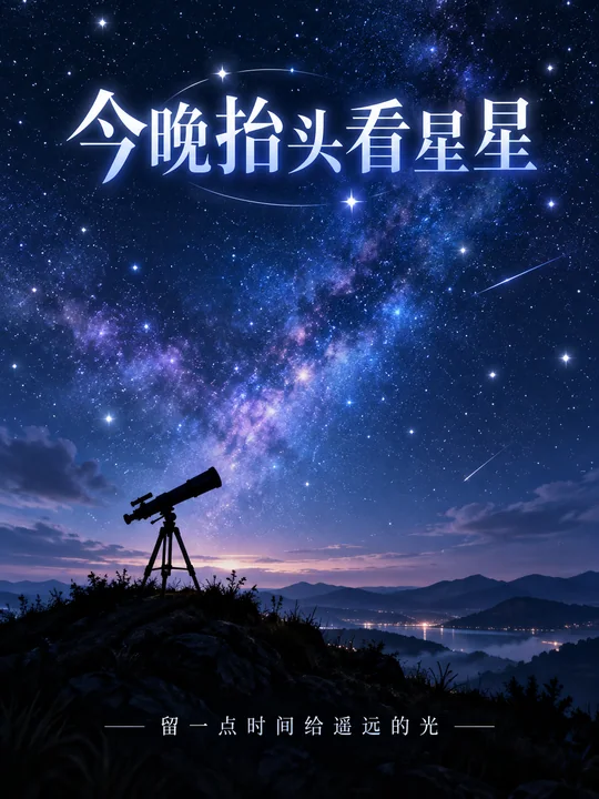 梦幻星空下的观星之夜海报设计