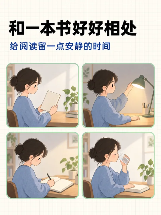 奶油白简约治愈系阅读时光知识卡片