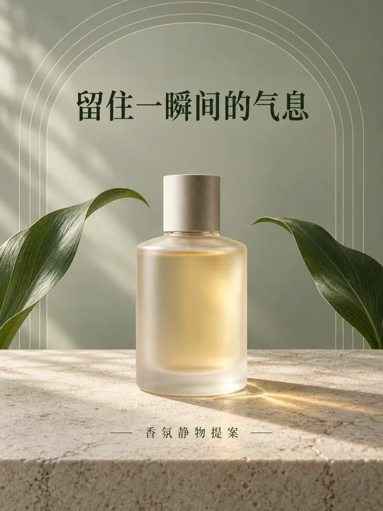 磨砂玻璃香氛静物极简海报