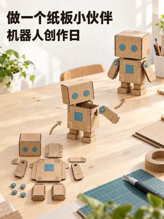 创意手工课:做一个纸板机器人小伙伴