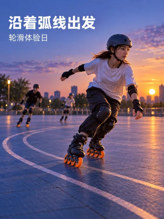 暮色广场轮滑体验日动感海报