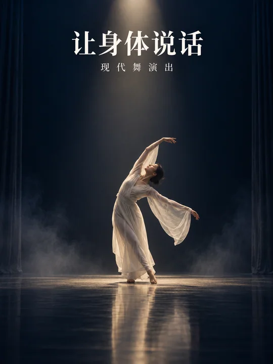 墨蓝幽光下的现代舞剧场艺术海报