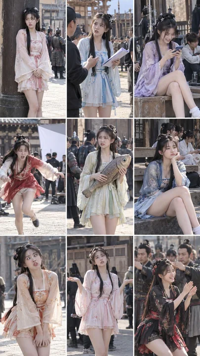 20岁中国Q萌美女性感短裙汉服影城跑龙套