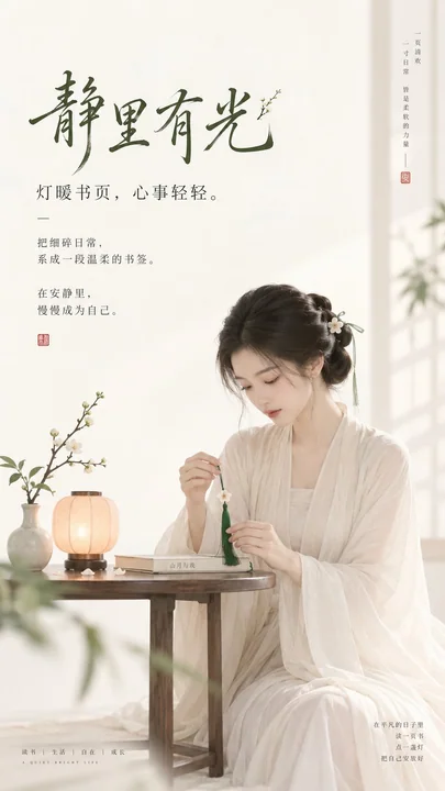 东方禅意极简女性古风海报