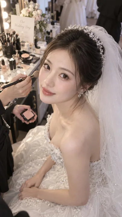 东方成年新娘婚礼现场化妆