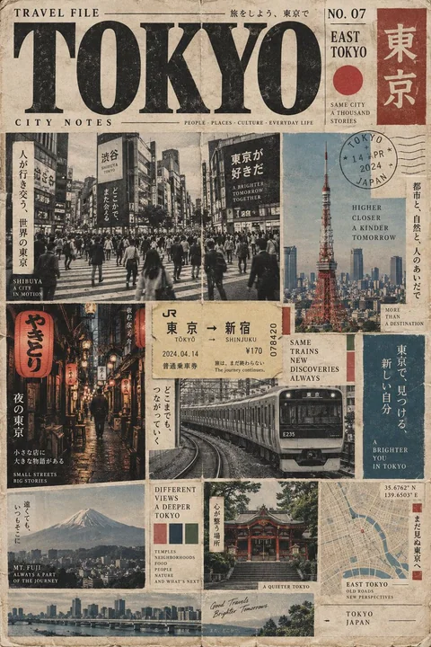 复古独立旅行报纸拼贴海报