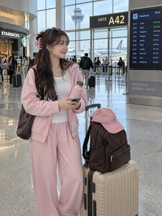 现代机场候机厅旅行少女写实摄影