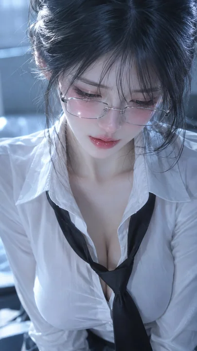 冰蓝冷调清冷禁欲系眼镜少女电影摄影
