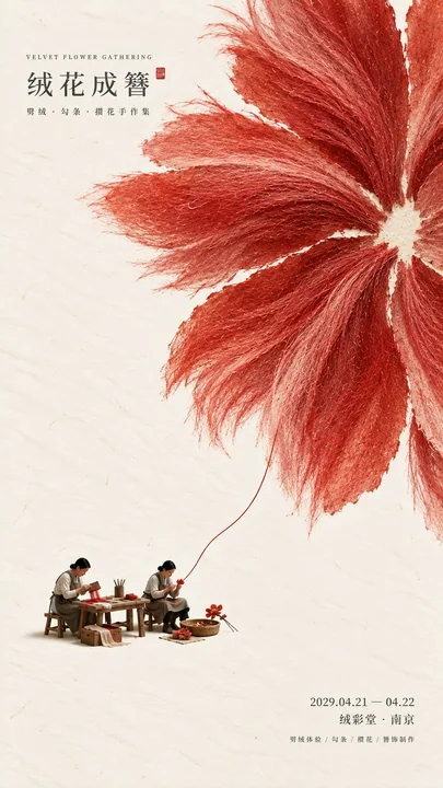 现代东方纸感微型场景编辑海报