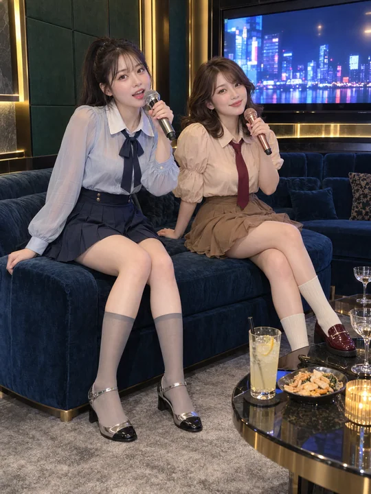 超写实日系闺蜜KTV聚会全身人像