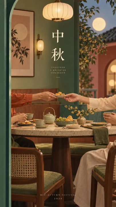 中秋节现代东方高级感海报指令