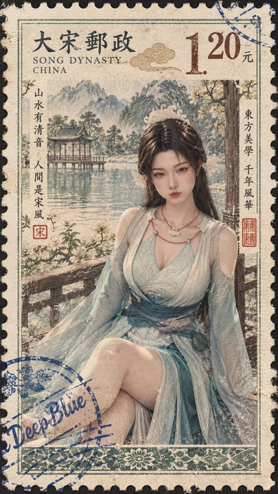 国家主题复古邮票设计质感