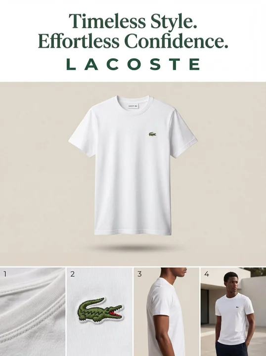 極致ミニマリズム美学：Lacoste クラシックTシャツ広告