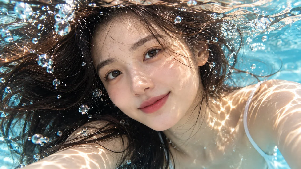 水下特写唯美空灵人像