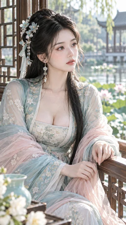 古风江南美妆近景天水碧贵女
