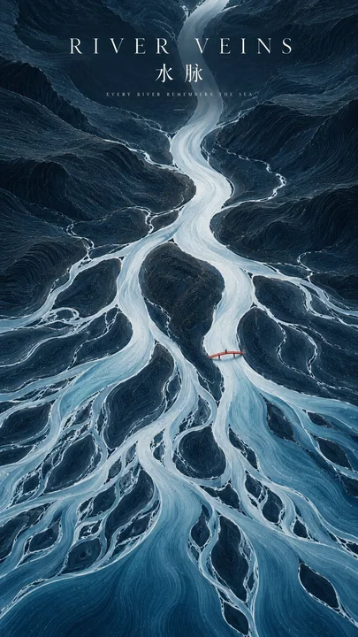 东方意境地形线构艺术海报