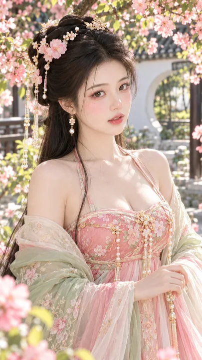 古风海棠粉贵女人像摄影