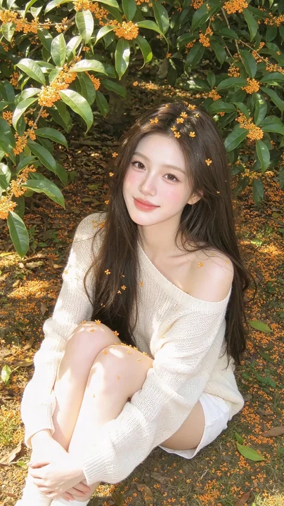 桂花树下超写实东亚女性摄影