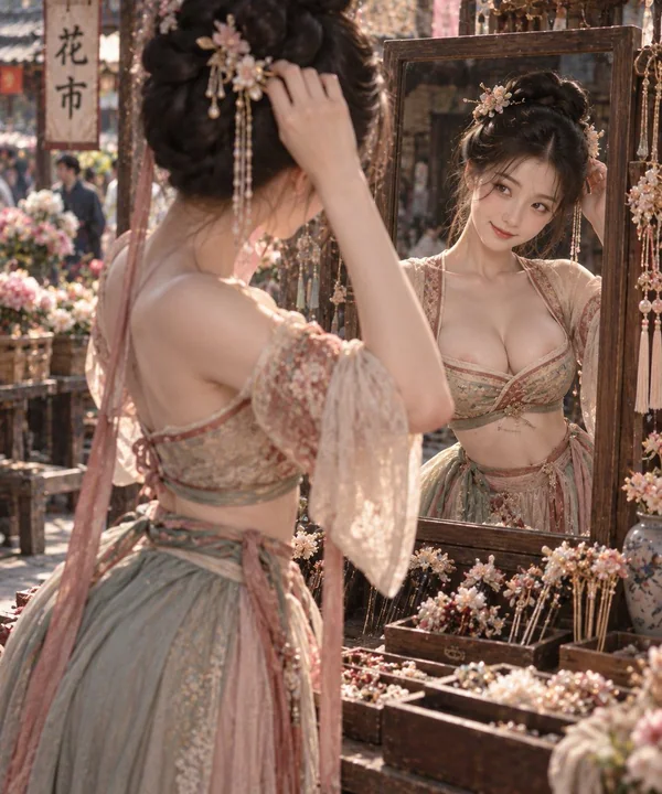 半臂宫衣花市挑簪细腰美态