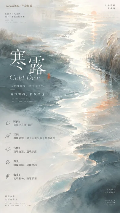 寒露节气抽象极简艺术海报