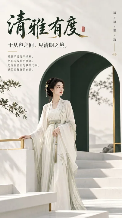 东方禅意女性审美新中式极简封面