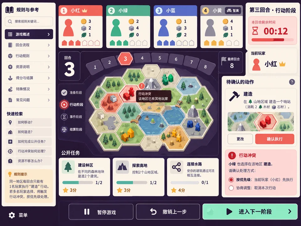 沉浸式线下桌游主持助手平板端交互界面