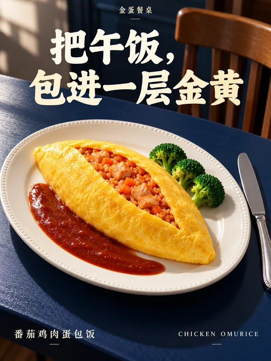 金黄诱惑:金蛋餐桌番茄鸡肉蛋包饭海报