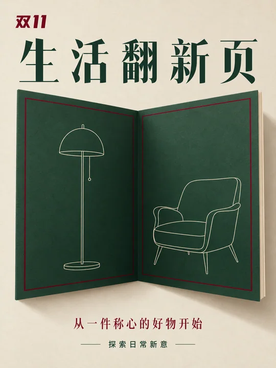 海派摩登折页双十一品牌活动海报设计
