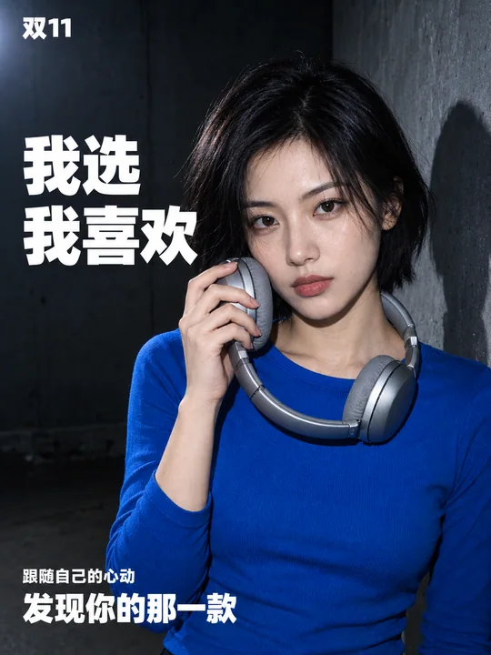 深夜硬闪光质感双十一潮流消费海报