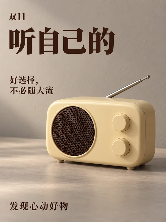 听自己的：极简复古未来感双11海报