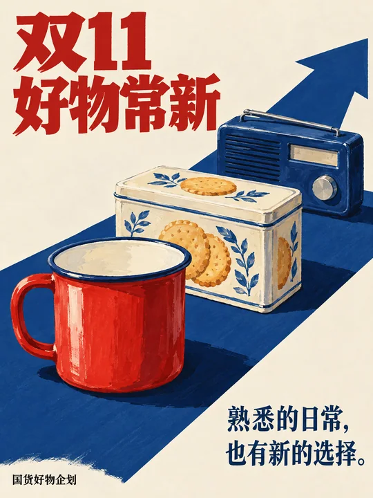 八十年代复古美学双十一国货海报