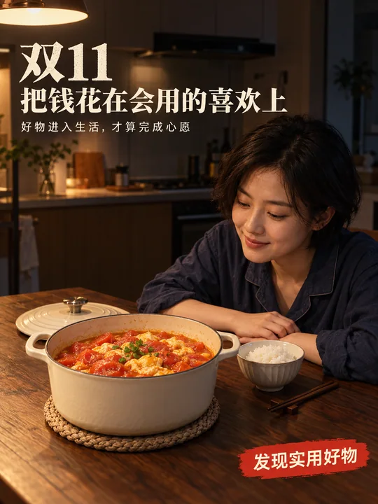 深夜食堂的温柔：双11独居治愈海报