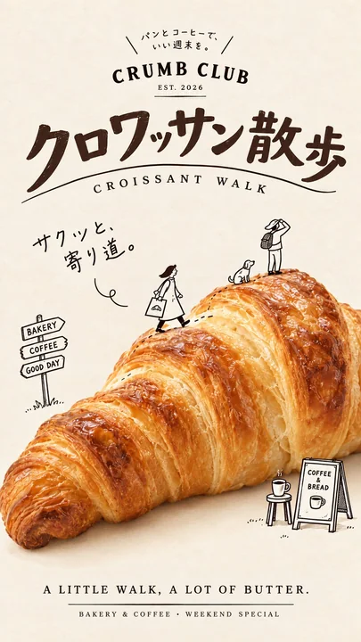 魅力日系面包店海报摄影与手绘插画结合