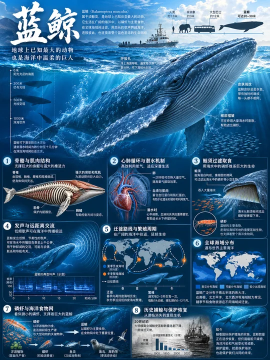 震撼深海巨兽蓝鲸生命尺度百科全书