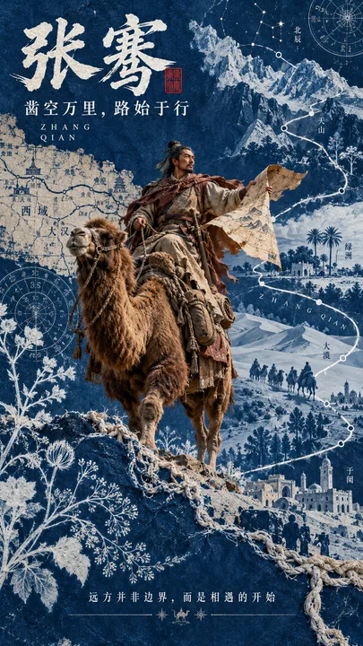 东方蓝晒实验艺术：张骞凿空万里海报