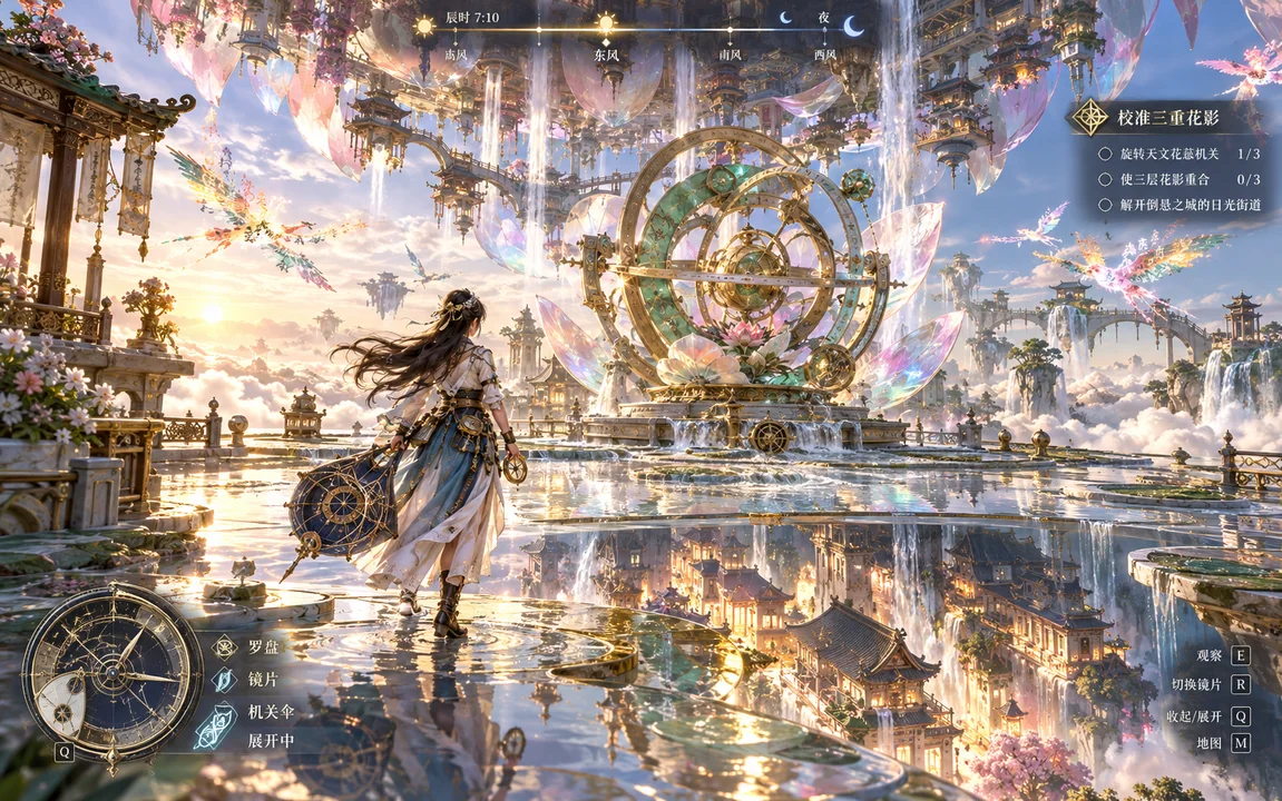 『鏡花縁』逆さ吊りの花の都：黄金の輝きの中の東洋の奇境パズル