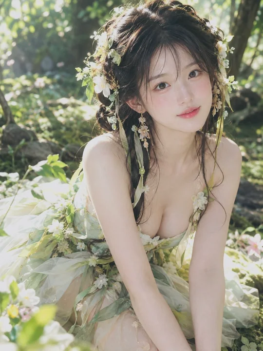 森系花灵少女电影级写实人像大片