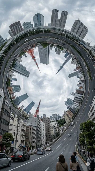 《盗梦空间》风格的重力反转折叠都市奇观