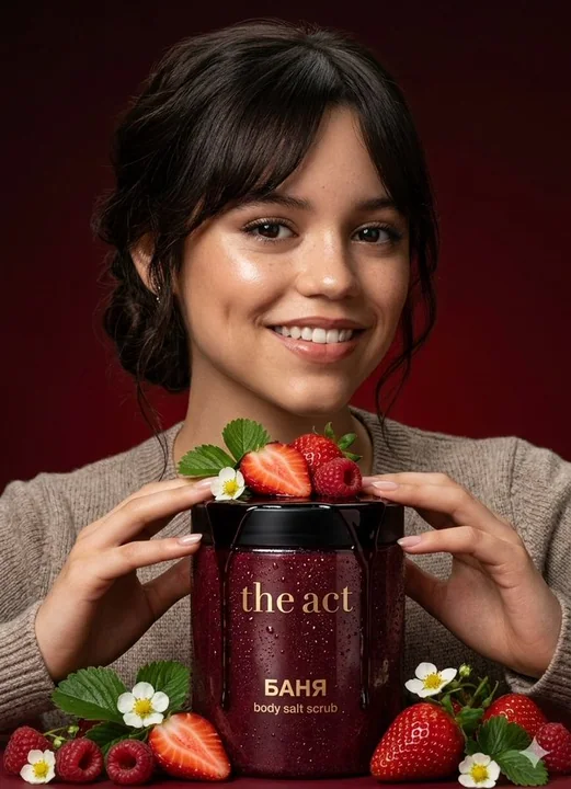 Jenna Ortega incarne la texture satinée aux baies somptueuses.