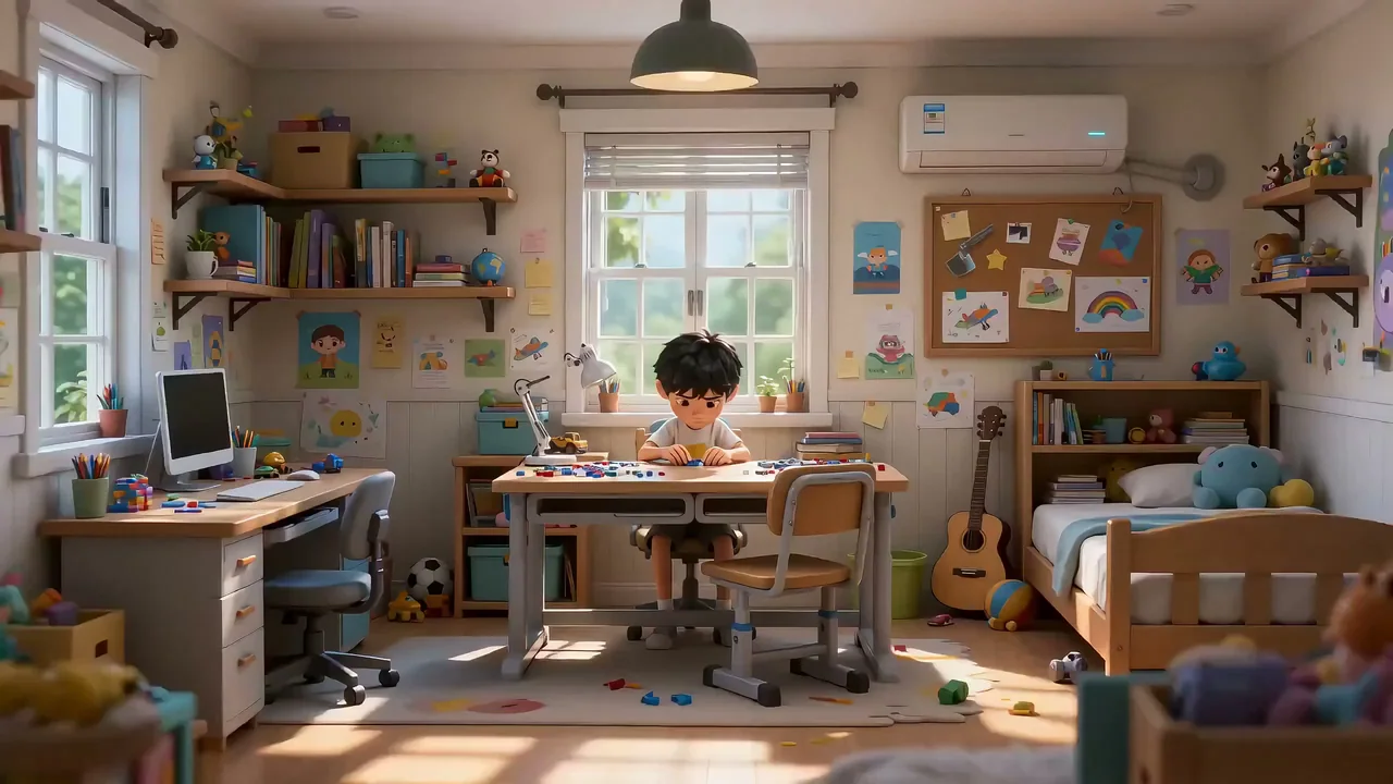 الوقت الممتع للطفل وهو يركّز على تجميع قطع الـ Lego تحت أشعة الشمس