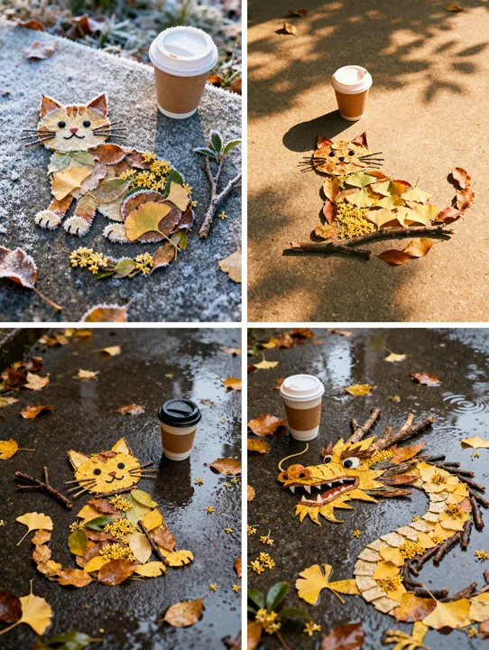 Les feuilles d'automne formant un motif