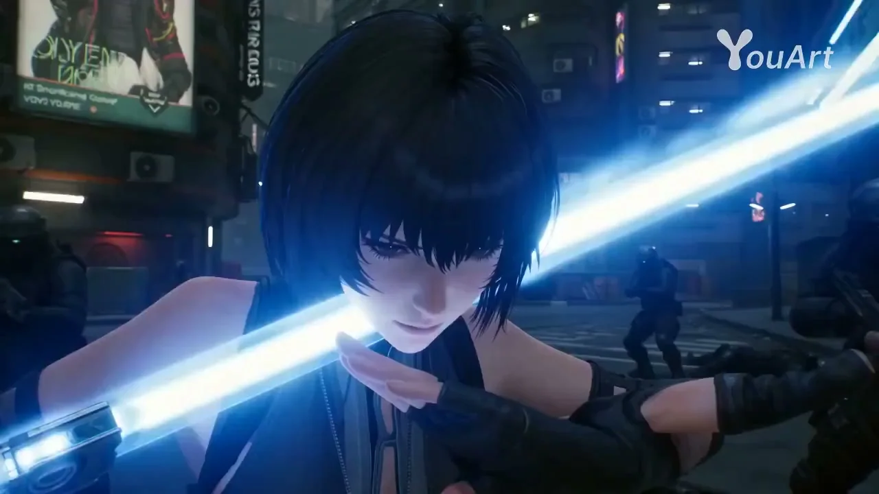Un instant de combat où un assassin cyberpunk est encerclé.