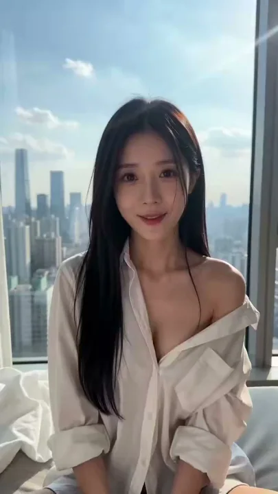 L'attirance pure et sensuelle sous la chemise blanche ample et l'avowement