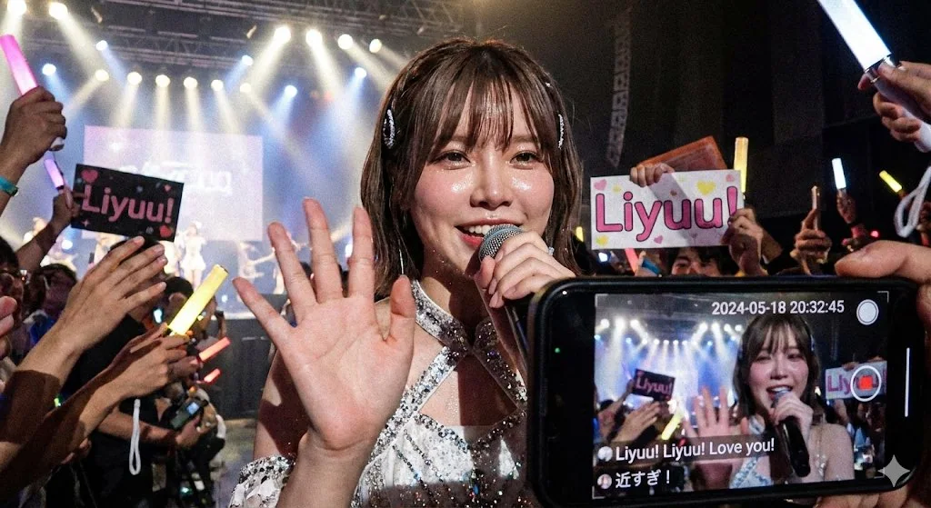 Liyuu concert en direct, vue de caméra de l'audience, qualité ultra HD, prise de vue passionnée et détaillée